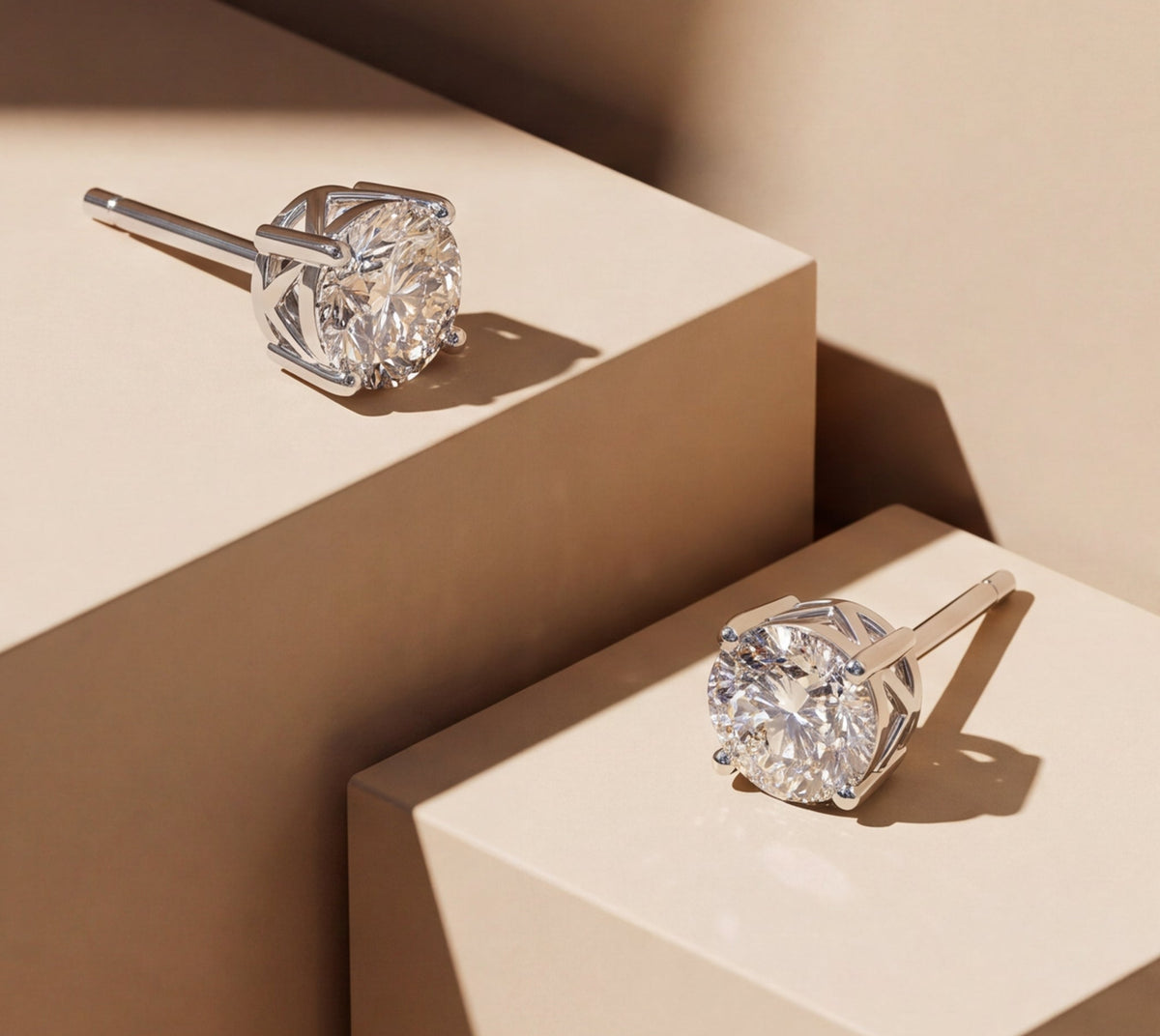 10K White Gold Natural Diamond Pavé Stud Earrings with Screw Backs