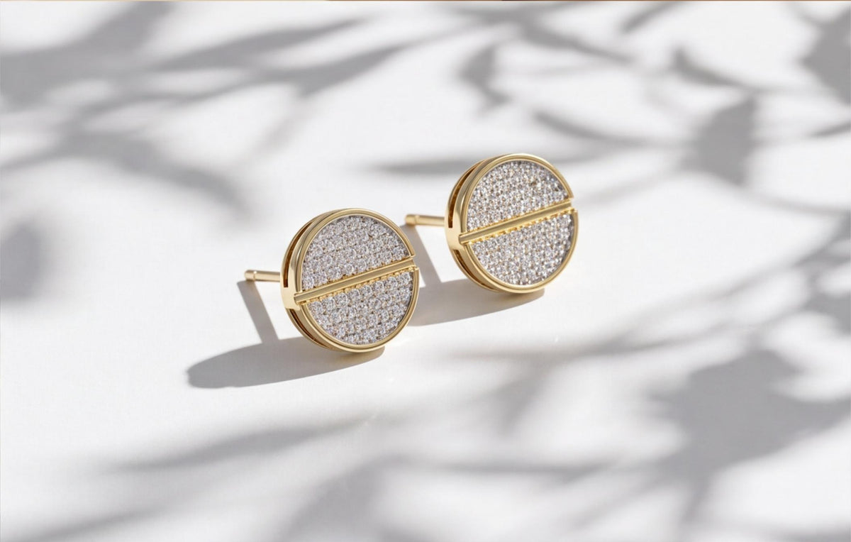 10kt Yellow Gold Pavé Natural Diamond Disc Stud Earrings — styling look 5