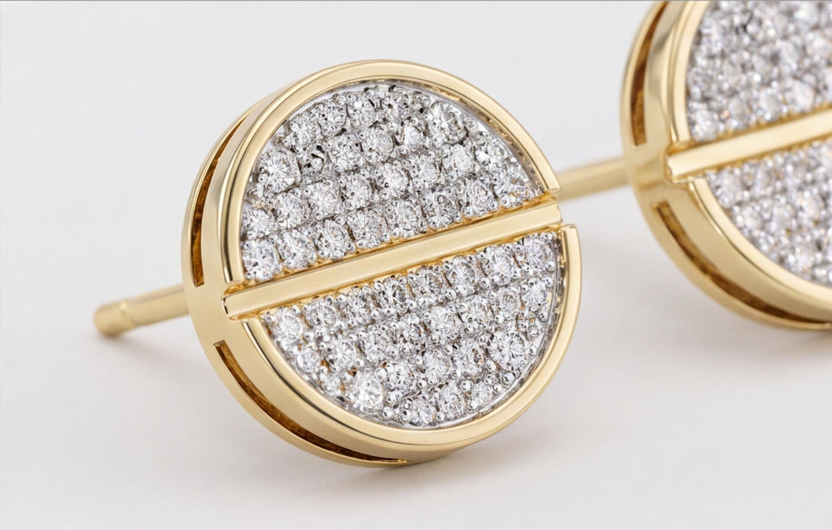 10kt Yellow Gold Pavé Natural Diamond Disc Stud Earrings — styling look 6