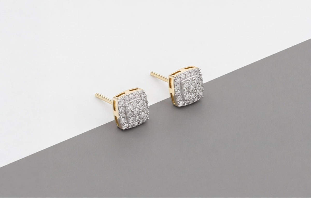 10kt Yellow Gold Square Pavé Natural Diamond Stud Earrings — styling look 3