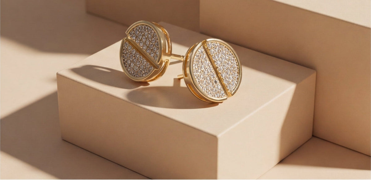 10K Yellow Gold Natural Diamond Screw Back Stud Earrings