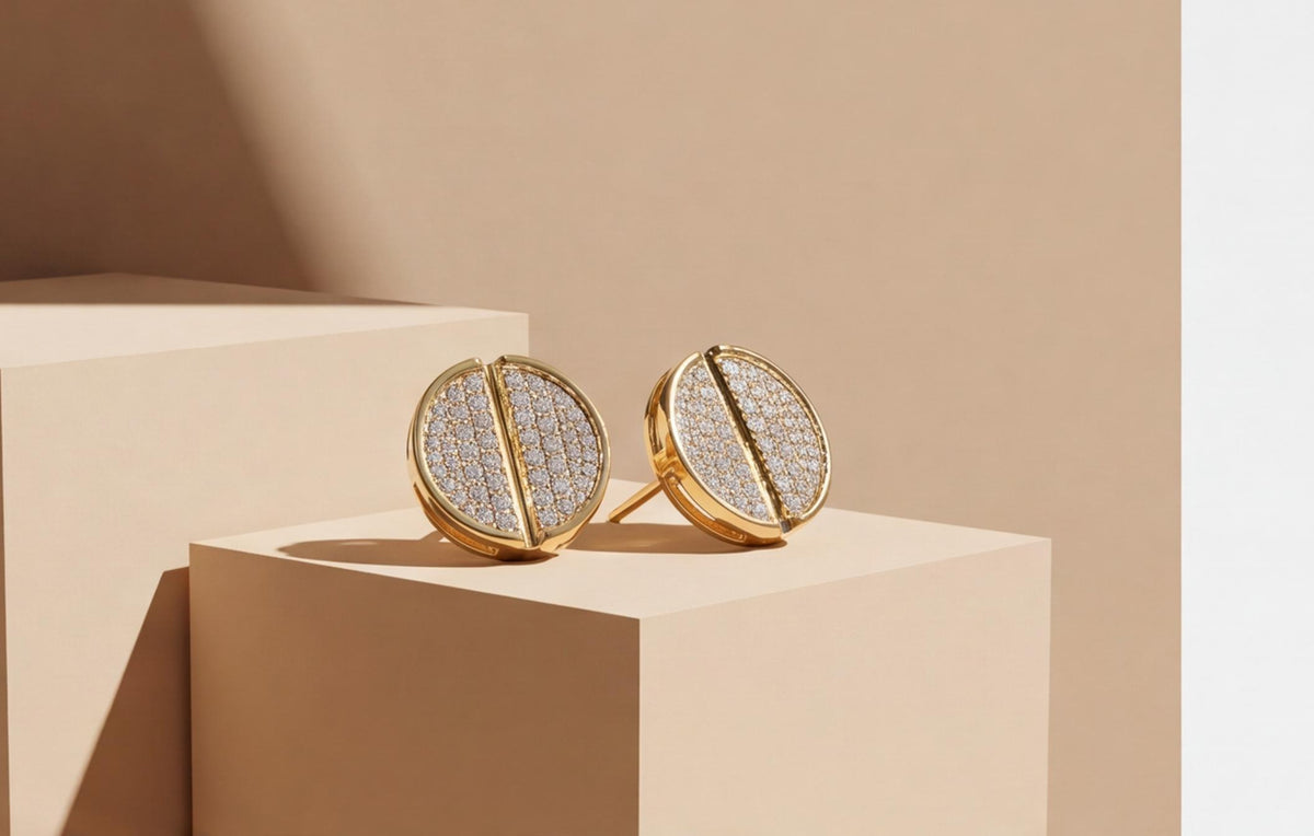 10kt Yellow Gold Natural Diamond Screw Back Stud Earrings — styling look 2