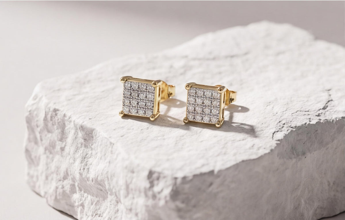 10kt Yellow Gold Natural Diamond Square Stud Earrings 0.15ct — styling look 4