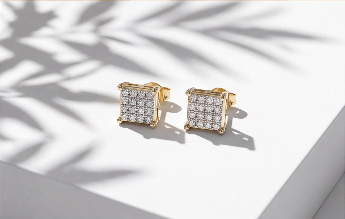 10kt Yellow Gold Natural Diamond Square Stud Earrings 0.15ct — styling look 5
