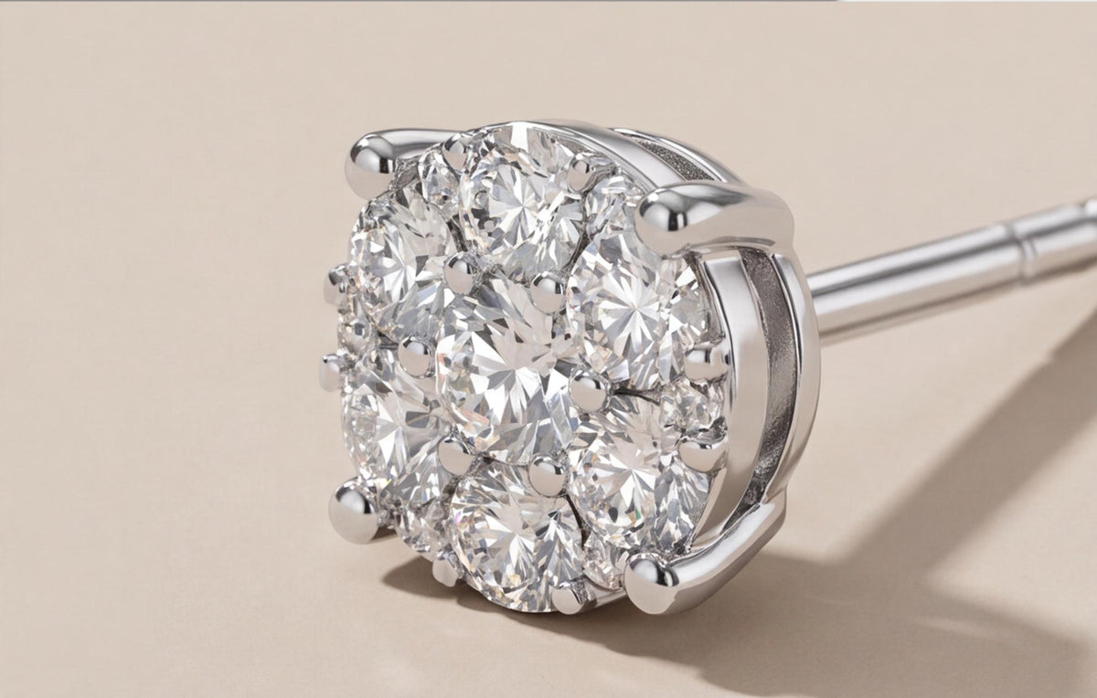 10kt White Gold 0.25ct Natural Diamond Cluster Stud Earrings — styling look 6