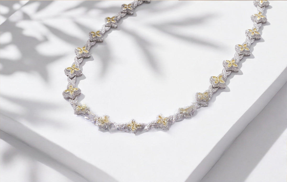 Sterling Silver VVS Moissanite Floral Pavé Link Bracelet — styling look 5