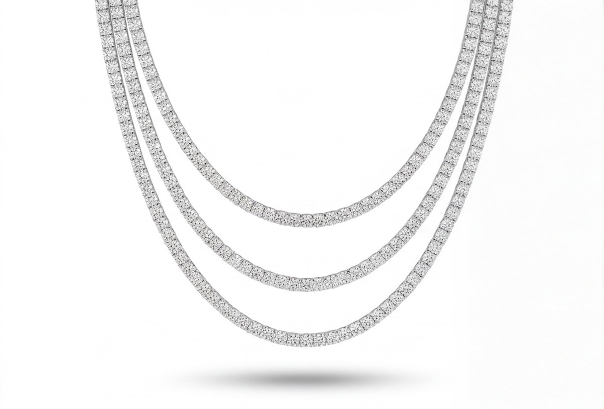 Sterling Silver VVS Moissanite Graduated Tennis Necklace — styling look 1