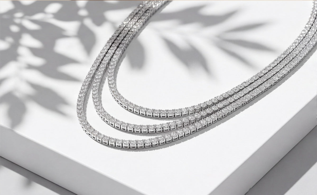 Sterling Silver VVS Moissanite Graduated Tennis Necklace — styling look 5