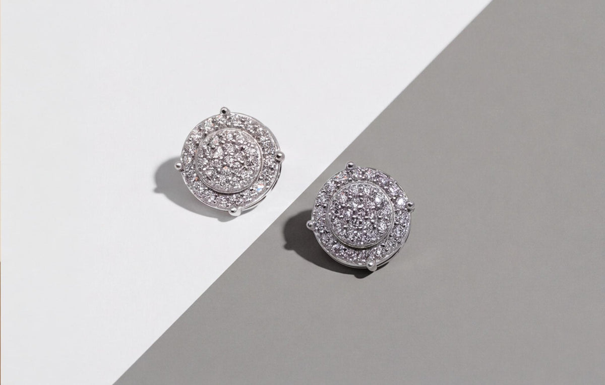 10kt White Gold Natural Diamond Pavé Disc Stud Earrings — styling look 3