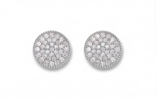 Round Pavé Moissanite Stud Earrings in 925 Sterling Silver — styling look 1