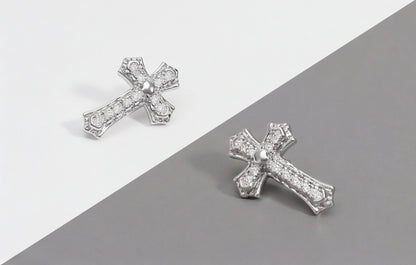 925 Sterling Silver VVS Moissanite Pave Cross Stud Earrings — styling look 3