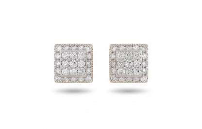 10kt Yellow Gold Square Pave Set Natural Diamond Earrings with Screw Backs — styling look 1