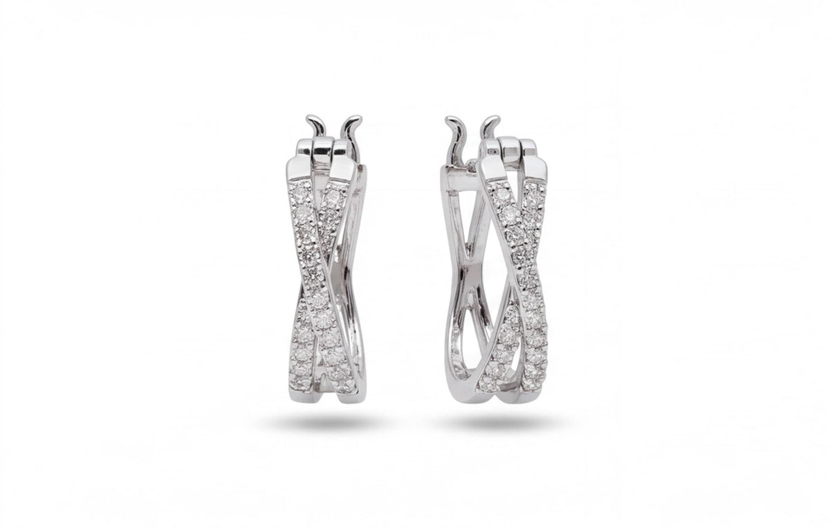 10kt White Gold & Natural Diamond Double Hoop Cross Earrings — styling look 1