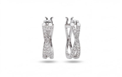 10kt White Gold & Natural Diamond Double Hoop Cross Earrings — styling look 1