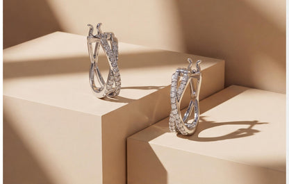 10kt White Gold & Natural Diamond Double Hoop Cross Earrings — styling look 2