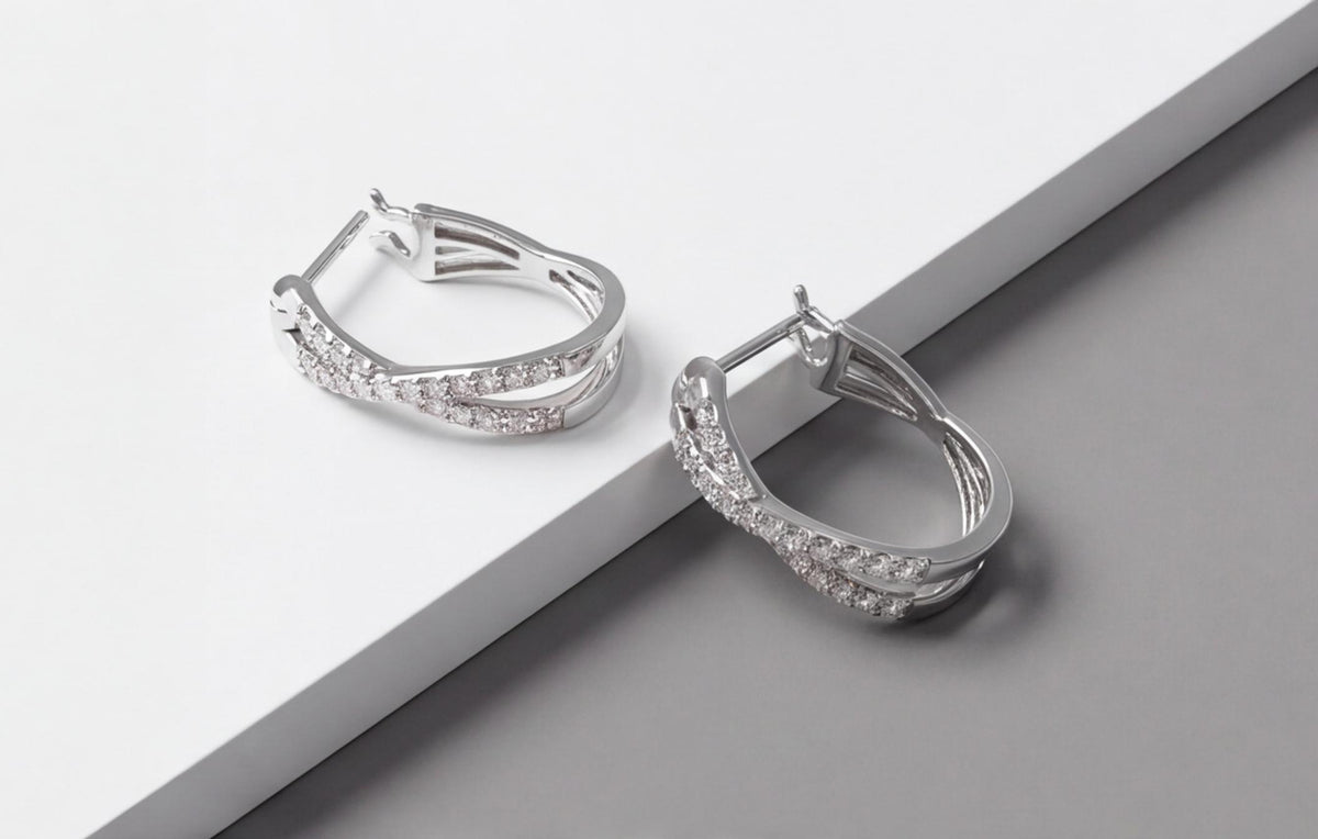 10kt White Gold & Natural Diamond Double Hoop Cross Earrings — styling look 3