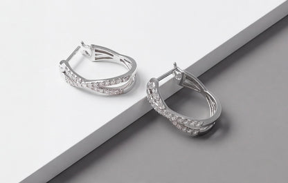 10kt White Gold & Natural Diamond Double Hoop Cross Earrings — styling look 3