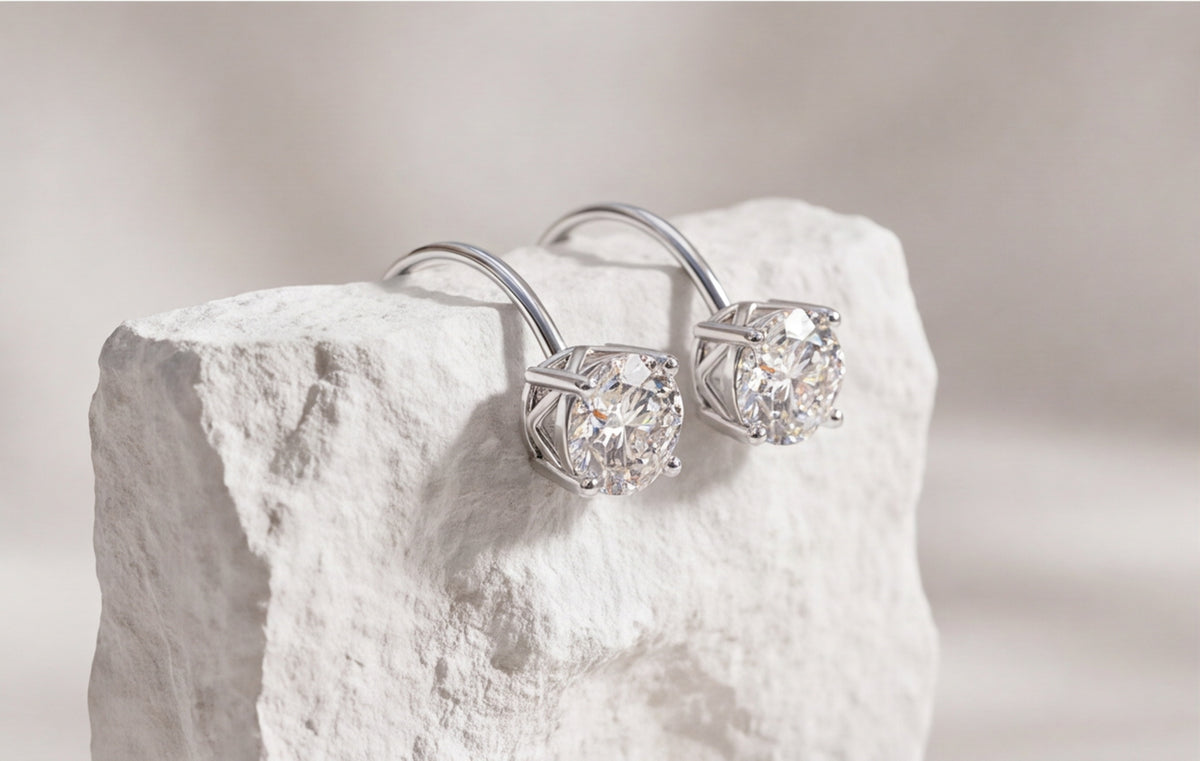 10kt White Gold Natural Diamond Pavé Stud Earrings with Screw Backs — styling look 4