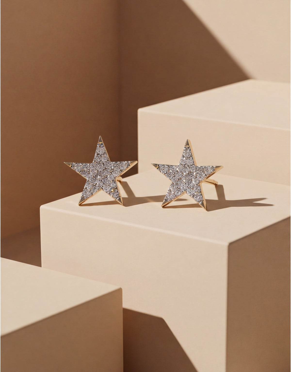 10K Yellow Gold Natural Diamond Pave Star Stud Earrings — styling look 2