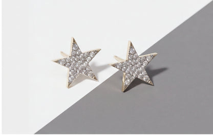 10K Yellow Gold Natural Diamond Pave Star Stud Earrings — styling look 3