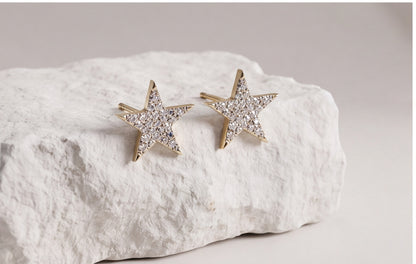 10K Yellow Gold Natural Diamond Pave Star Stud Earrings — styling look 4