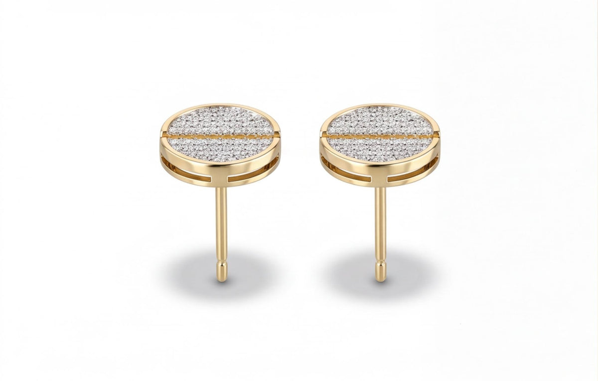 10kt Yellow Gold Pavé Natural Diamond Disc Stud Earrings — styling look 1