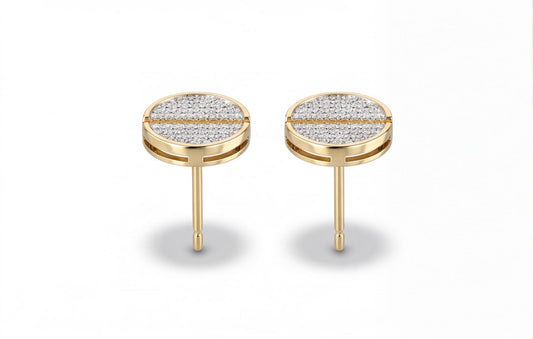 10kt Yellow Gold Pavé Natural Diamond Disc Stud Earrings — styling look 1