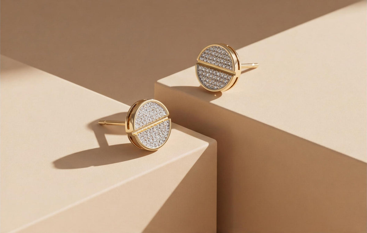 10kt Yellow Gold Pavé Natural Diamond Disc Stud Earrings — styling look 2