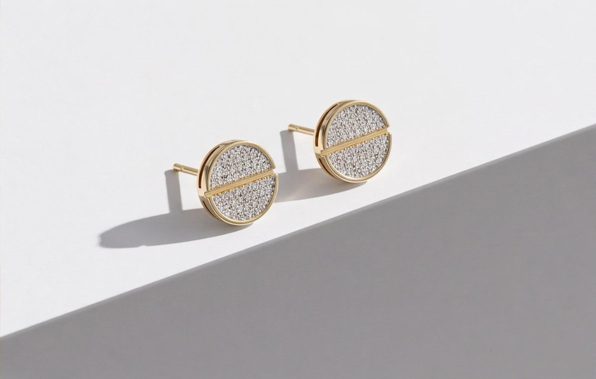 10kt Yellow Gold Pavé Natural Diamond Disc Stud Earrings — styling look 3