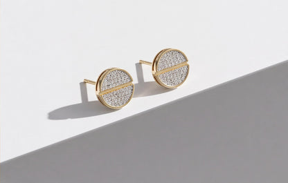 10kt Yellow Gold Pavé Natural Diamond Disc Stud Earrings — styling look 3