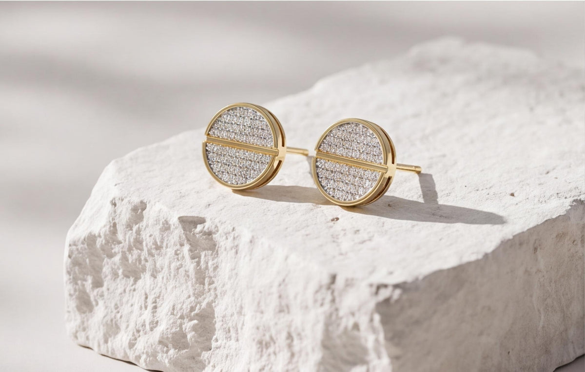 10kt Yellow Gold Pavé Natural Diamond Disc Stud Earrings — styling look 4