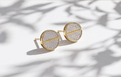 10kt Yellow Gold Pavé Natural Diamond Disc Stud Earrings — styling look 5