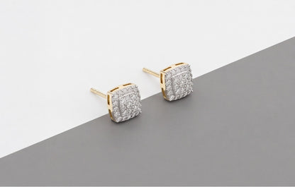 10kt Yellow Gold Square Pavé Natural Diamond Stud Earrings — styling look 3