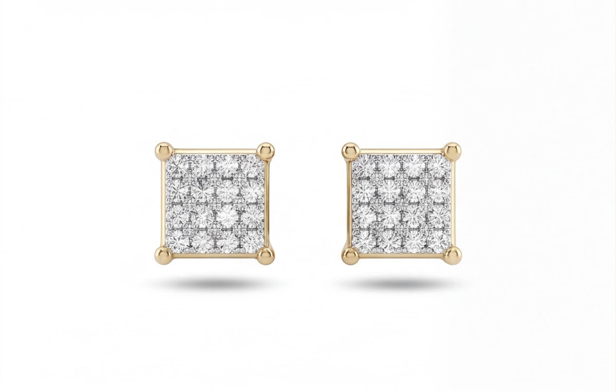10kt Yellow Gold Natural Diamond Square Stud Earrings 0.15ct — styling look 1