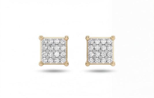 10kt Yellow Gold Natural Diamond Square Stud Earrings 0.15ct — styling look 1