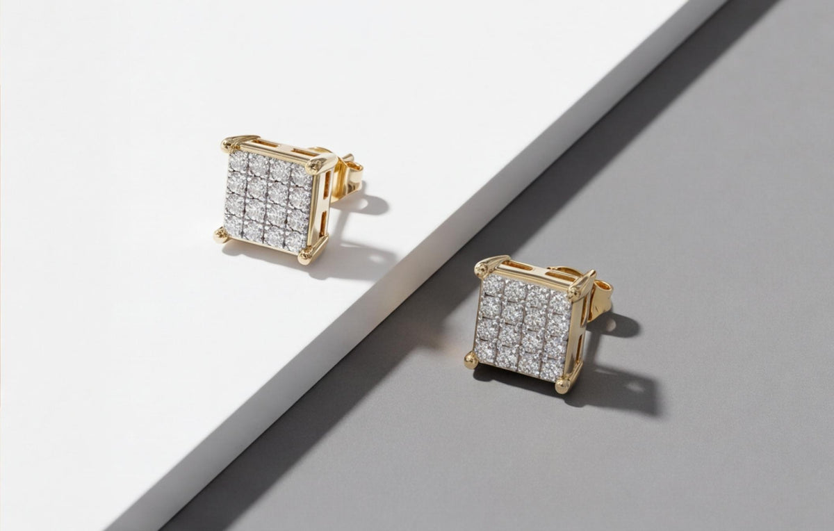 10kt Yellow Gold Natural Diamond Square Stud Earrings 0.15ct — styling look 3