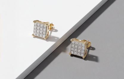 10kt Yellow Gold Natural Diamond Square Stud Earrings 0.15ct — styling look 3