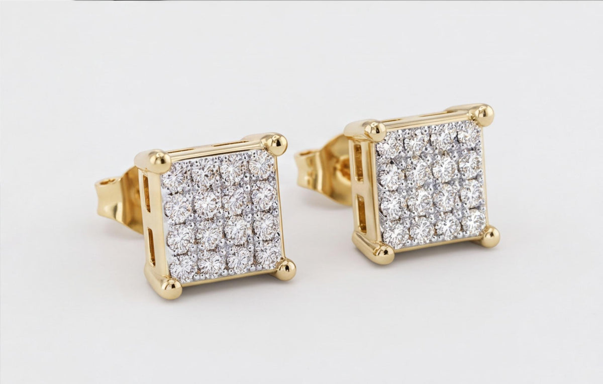 10kt Yellow Gold Natural Diamond Square Stud Earrings 0.15ct — styling look 6