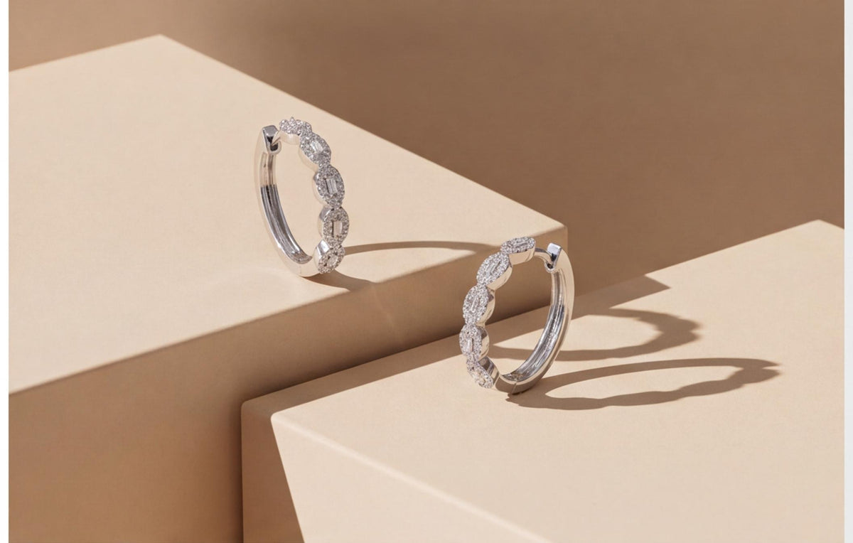 10kt White Gold Diamond Huggie Hoop Earrings 0.25ct — styling look 2