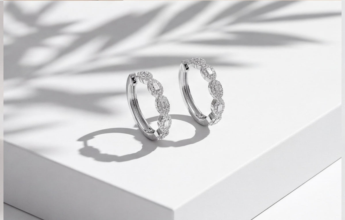 10kt White Gold Diamond Huggie Hoop Earrings 0.25ct — styling look 5
