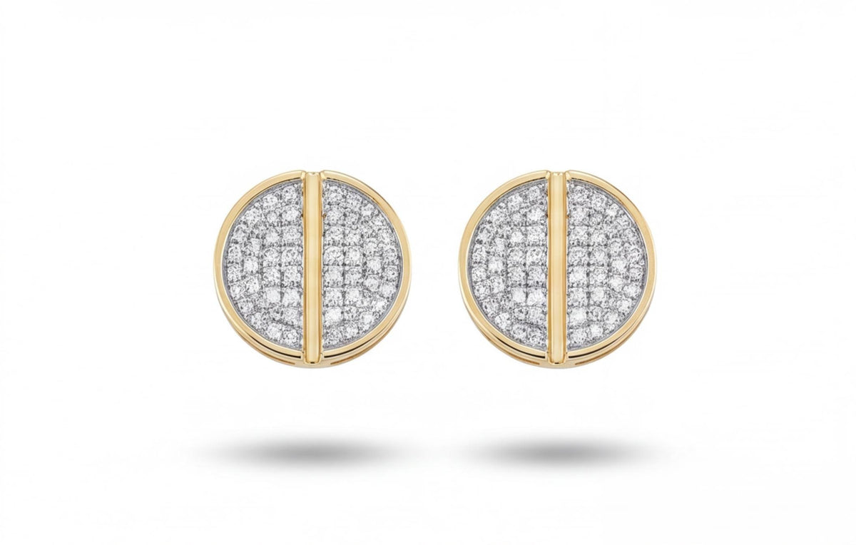 10kt Yellow Gold Natural Diamond Pavé Button Stud Earrings — styling look 1