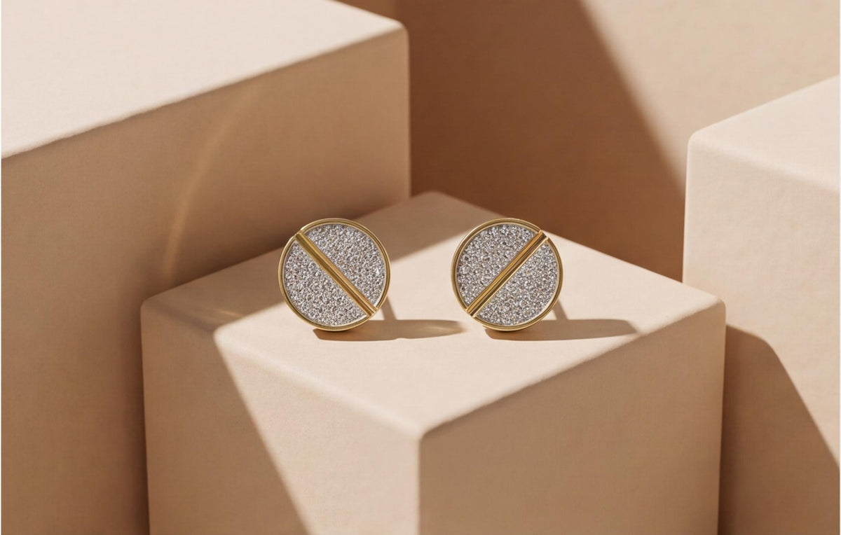 10kt Yellow Gold Natural Diamond Pavé Button Stud Earrings — styling look 2