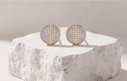 10kt Yellow Gold Natural Diamond Pavé Button Stud Earrings — styling look 4