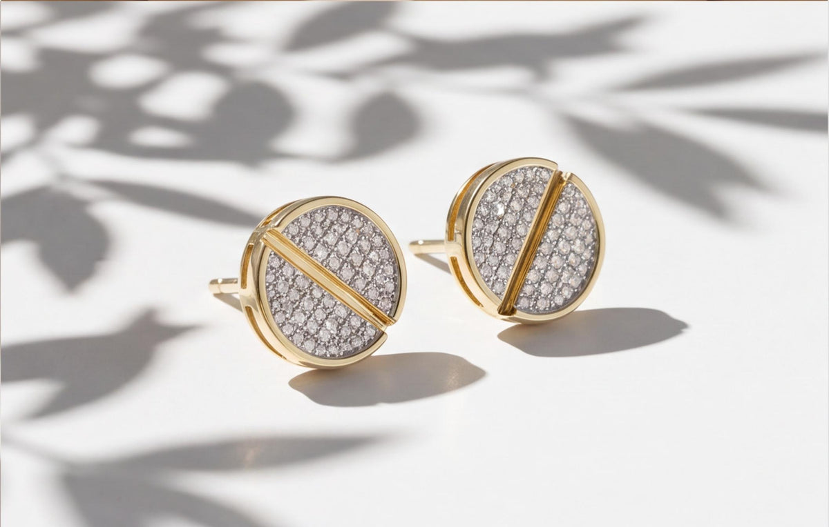 10kt Yellow Gold Natural Diamond Pavé Button Stud Earrings — styling look 5