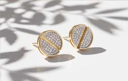 10kt Yellow Gold Natural Diamond Pavé Button Stud Earrings — styling look 5
