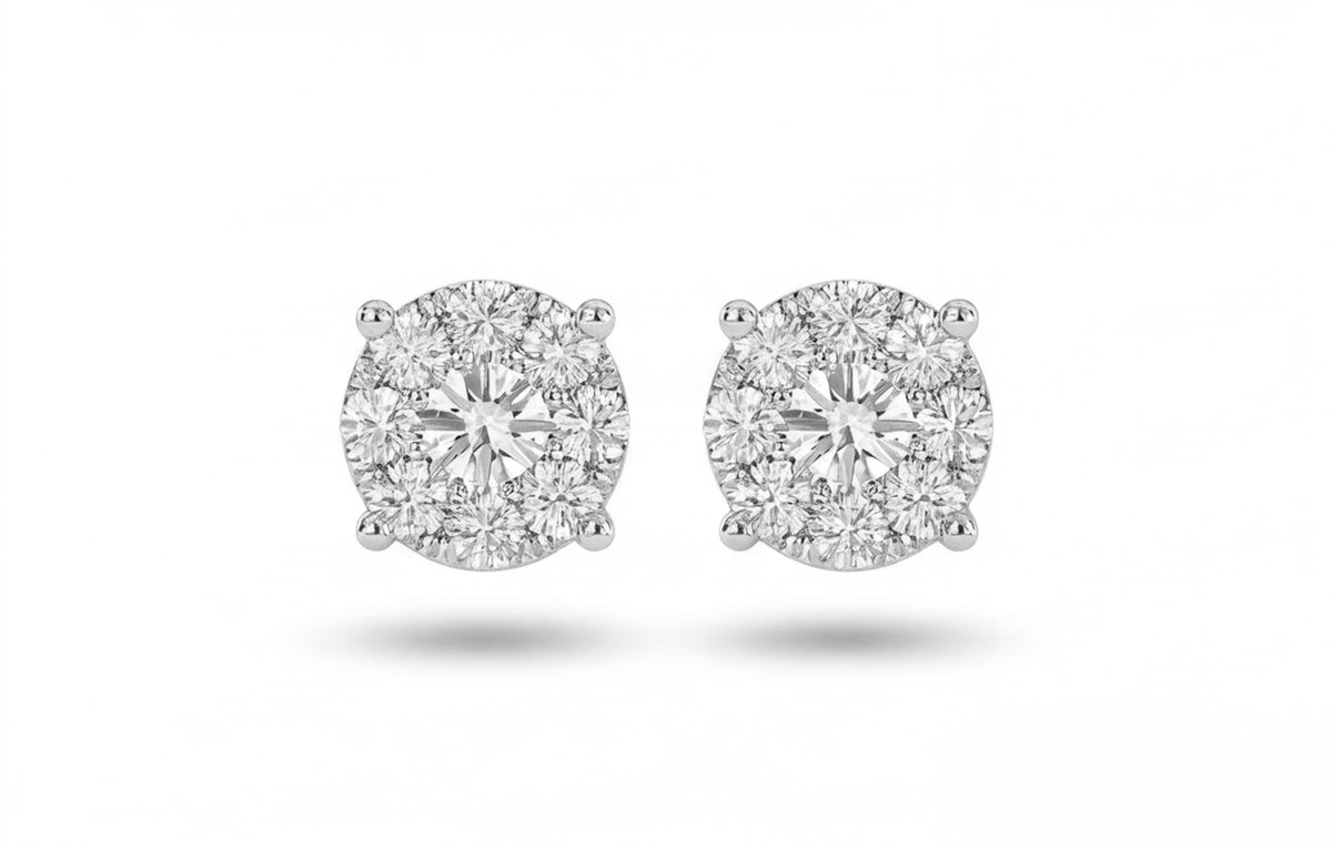 10kt White Gold 0.25ct Natural Diamond Cluster Stud Earrings — styling look 1