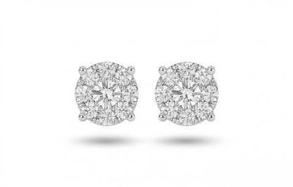 10kt White Gold 0.25ct Natural Diamond Cluster Stud Earrings — styling look 1