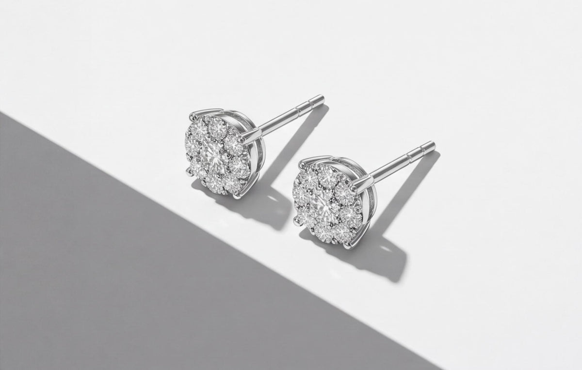 10kt White Gold 0.25ct Natural Diamond Cluster Stud Earrings — styling look 3