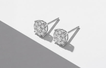 10kt White Gold 0.25ct Natural Diamond Cluster Stud Earrings — styling look 3