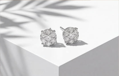 10kt White Gold 0.25ct Natural Diamond Cluster Stud Earrings — styling look 5